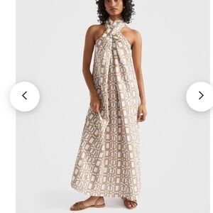 Seed heritage woman’s linen Chic Geometric Halter Maxi Dress